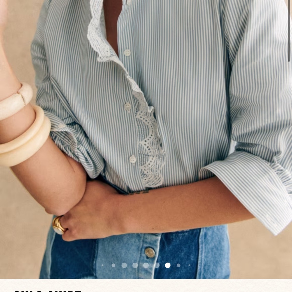 Sezane “Chlo” Striped Ruffle Blouse